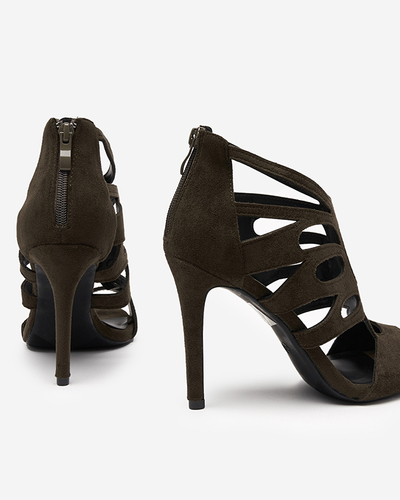 Dark green Etrop women's stiletto sandals - Footwear