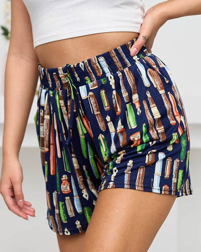 Neon green patterned women's shorts - Clothing