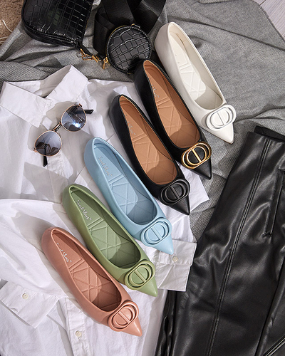 Women's pink pointed ballerinas with an ornament on the toe Manico - Footwear