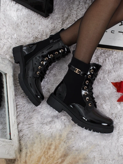 Lace-up ankle boots made of matte and patent eco-leather Alvinea