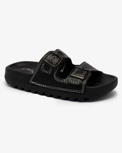 Royalfashion Black women's flip-flops with buckles Kallov