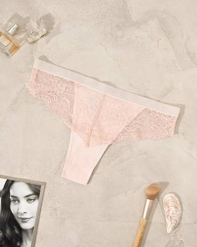 Royalfashion Bright pink lace bra briefs for women