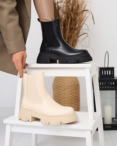 Women's cream-colored flat-heeled boots Gofina - Footwear