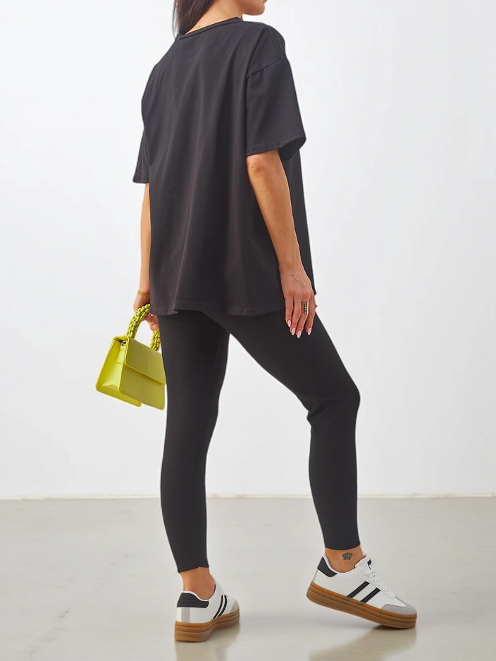 Royalfashion Women's cotton set with short sleeves and leggings