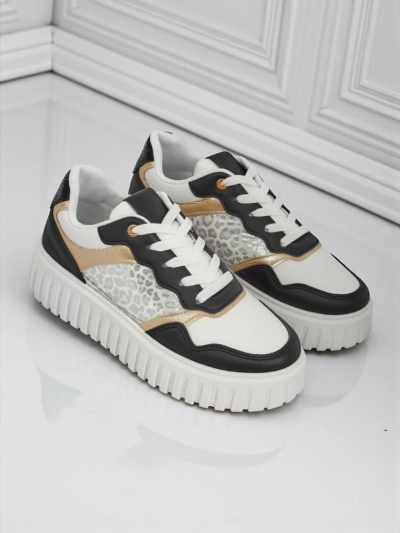 Royalfashion Callista Women's Platform Sneakers Black Eco Leather Size 40