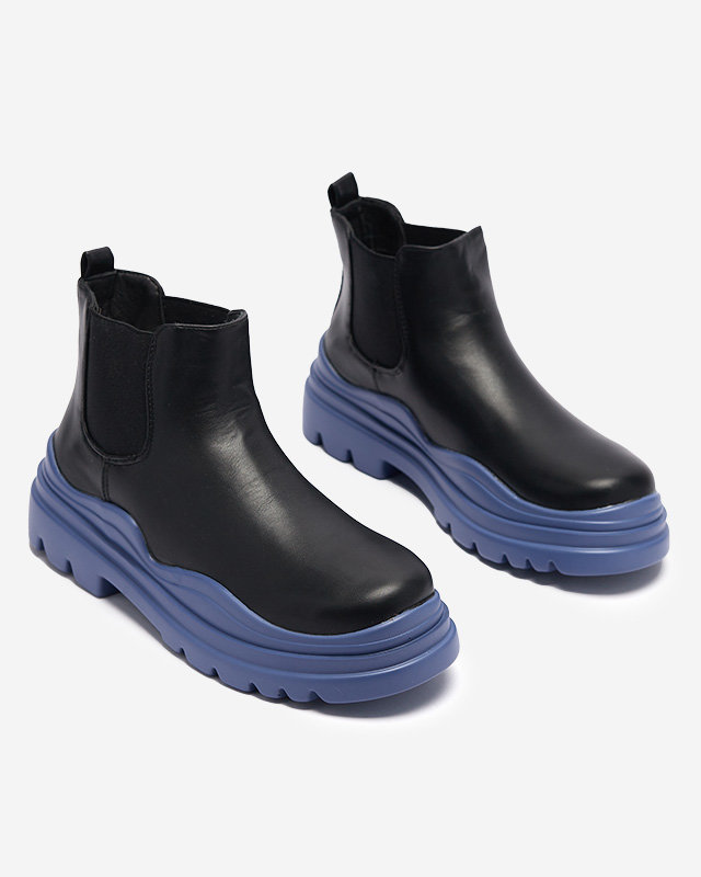 Women's black slip-on boots on a purple Beja sole - Footwear