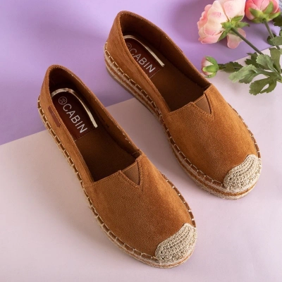OUTLET Light brown women's eco-suede espadrilles on the Ceresa platform - Shoes