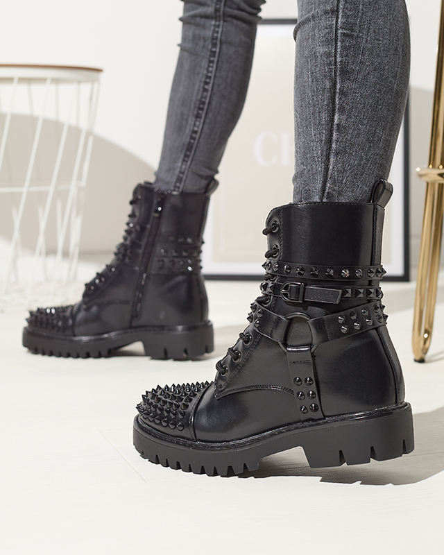 Black women's bagger boots with studs Fioppo - Footwear