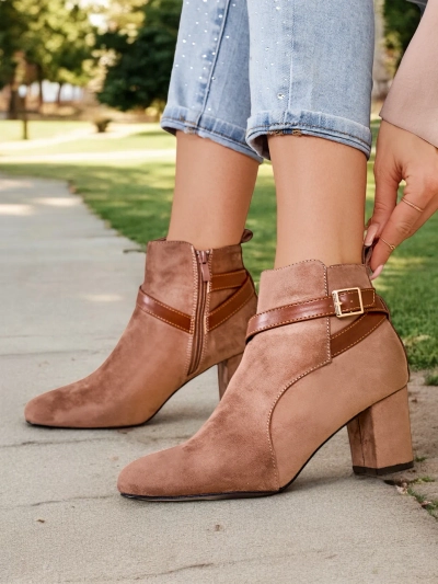 Royalfashion Sievietes bieza papēža ķēertas zābaki Eloron