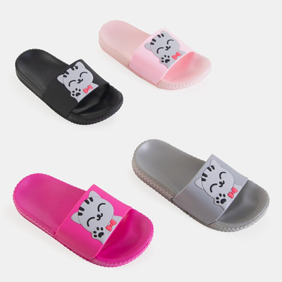 Fuchsia children's slippers with a kitten Keryn - Footwear