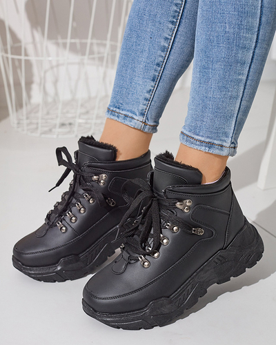 Melni eko ādas sniega zābaki Rueq- Footwear