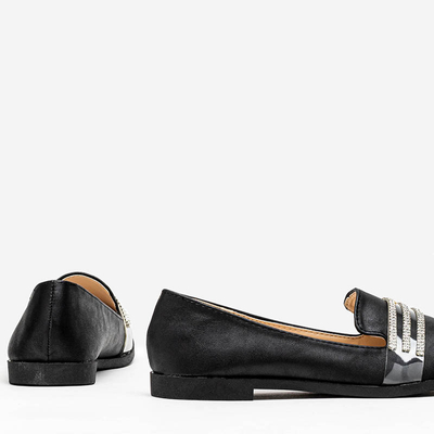 Black women's moccasins with cubic zirconia Kremssa - Footwear