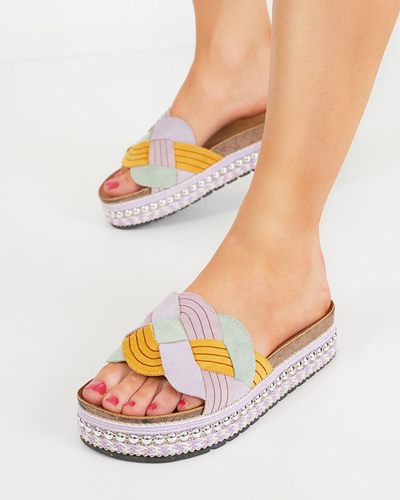 Violet women's slippers on a thick sole Cekolina - Footwear