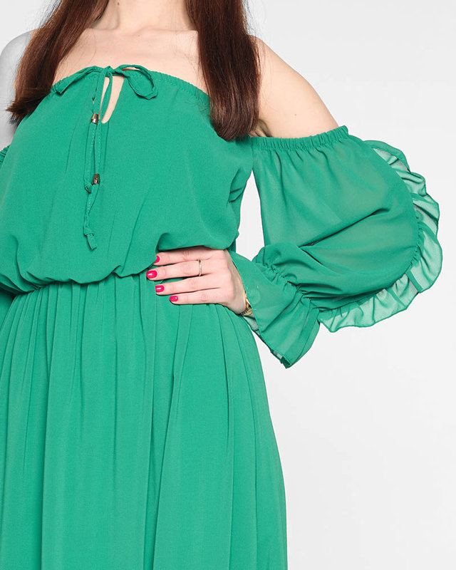 Ladies' dark green Spanish maxi dress - Clothing