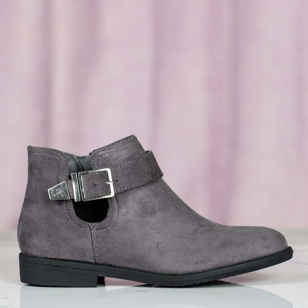 Szare sztyblety ze srebrną klamrą Stefania - Obuwie