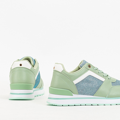 Green women's sports sneakers with glitter Berilan - Footwear