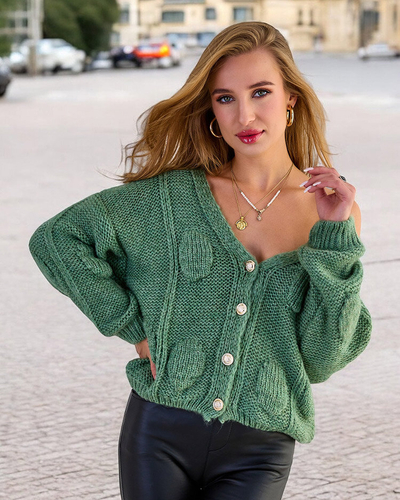 Royalfashion Sieviešu adīts džemperis ar pogām