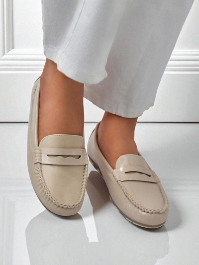 Beige Kallista Women's Loafers - Premium Suede Ecological Leather