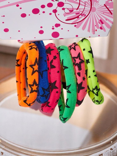 Royalfashion 6 krāsainu Starina matu gumiju komplekts ar zvaigznītēm