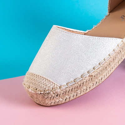 Бело-бежевые женские эспадрильи на завязках Pribella