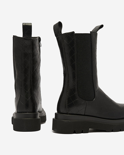 Melni sieviešu zābaki ar reljefu Ahetto- Footwear