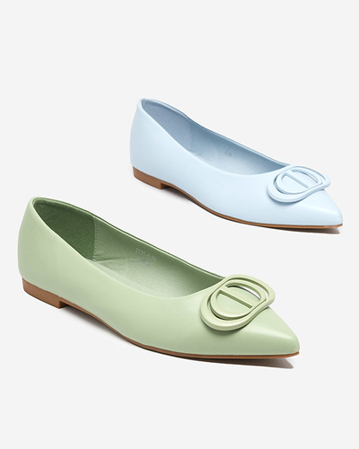 Women's green pointed ballerinas with an ornament on the toe Manico - Footwear