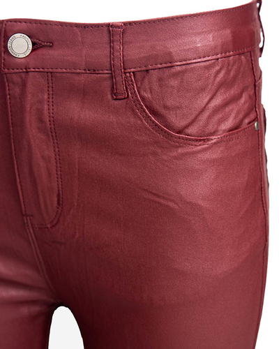 Sieviešu bordo krāsas vaskotas bikses - Apģērbi