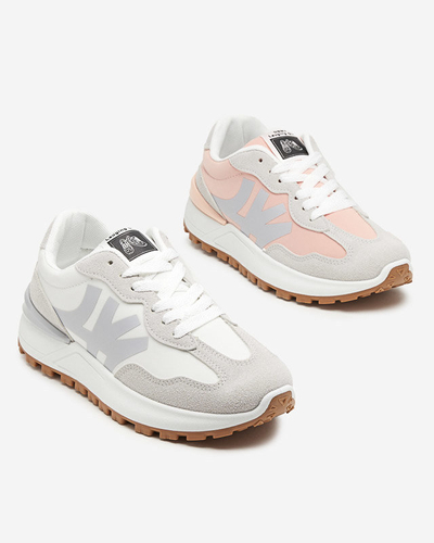 Women's white trainers with gray Narisa inserts - Footwear