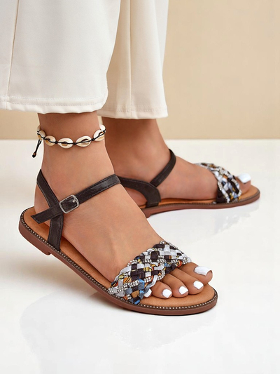 Royalfashion Sandale për femra me shollë të sheshtë ColorStrap