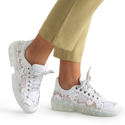 White women's sports shoes with sequins Polja - Footwear