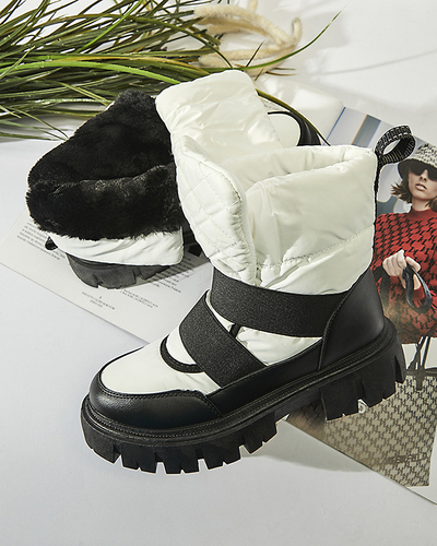 Женские сноубутсы на плоской подошве черно-белого цвета Ferory- Footwear