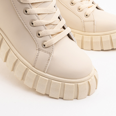 Beige women's bagger boots with pocket Namiko - Footwear