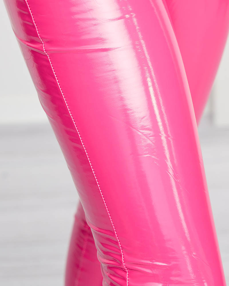 Fuchsia women's vinyl leggings - Clothing