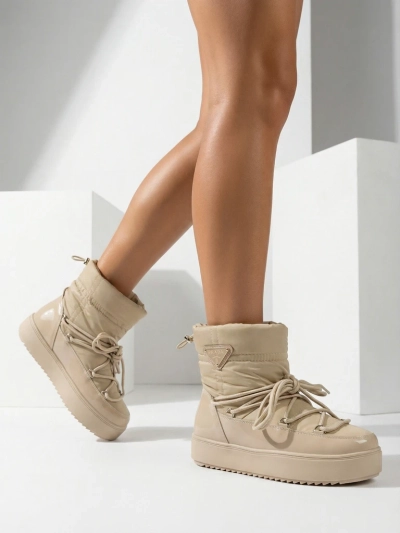 Royalfashion Женские сапоги-слипы a'la snow boots светло-коричневого цвета Vevnose