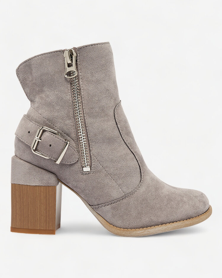 Royalfashion Grey eco-suede women's high stiletto boots Acimra