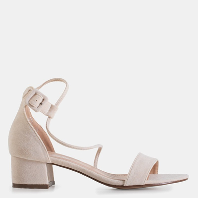Beige women's sandals on a low post Asoka - Shoes