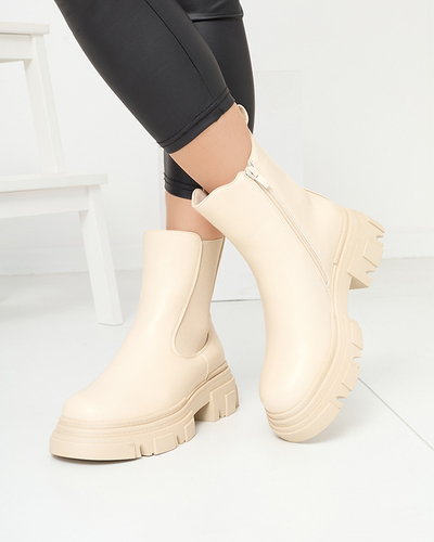 Women's cream-colored flat-heeled boots Gofina - Footwear