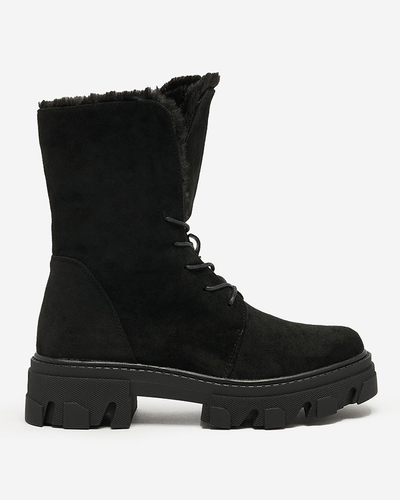 Royalfashion Black women's lace-up boots Cavenma