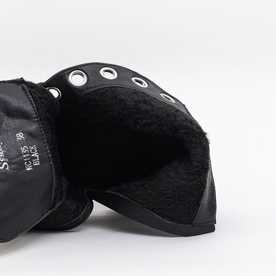 Melni sieviešu zābaki ar pērlēm Dwin- Footwear