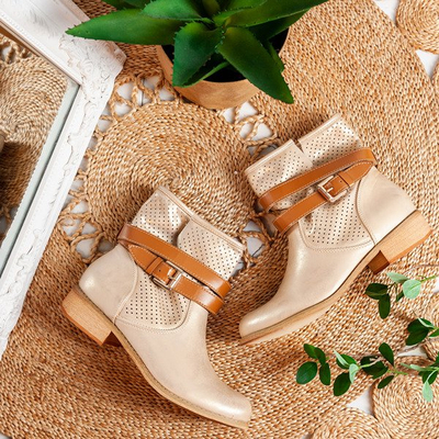 Golden boots with openwork finish Helin - Footwear 1