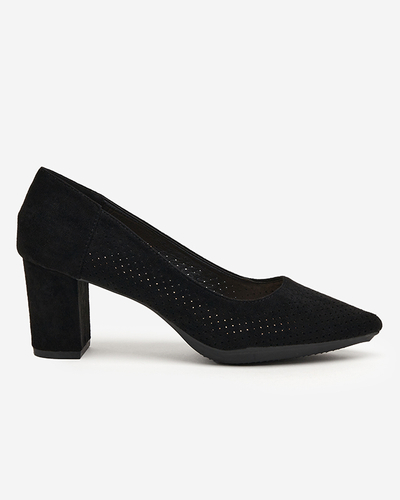 OUTLET Ladies' black openwork pumps on the Kalirso post - Footwear