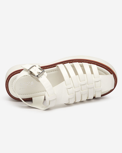 OUTLET Women's white sandals on a massive Leteris sole - Footwear