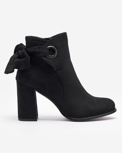 Women's eco-suede boots with bow in black Agarol- Footwear