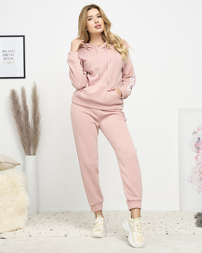 Pink women's insulated tracksuit set with stripes - Clothing