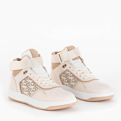 Beige women's high sports sneakers Xosa - Footwear