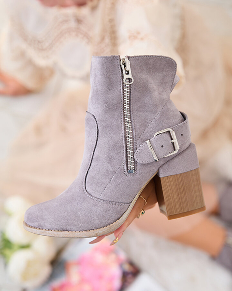 Royalfashion Grey eco-suede women's high stiletto boots Acimra