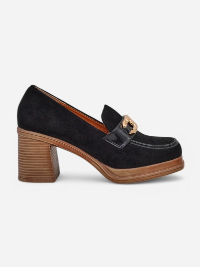 Royalfashion Women's moccasins on a block heel Qeroy