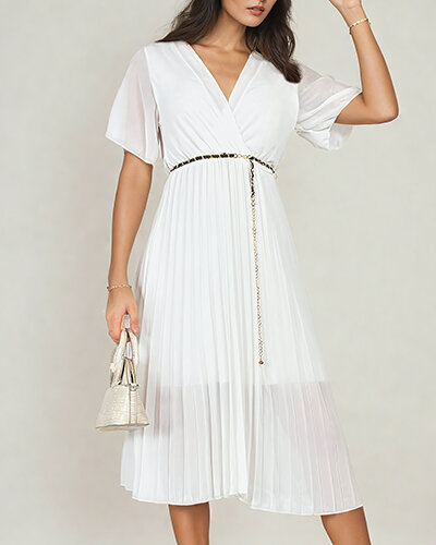 Royalfashion Women's pleated midi dress