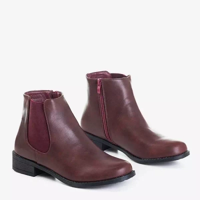 OUTLET Women's maroon Chelsea boots with flat heels Timea - Footwear