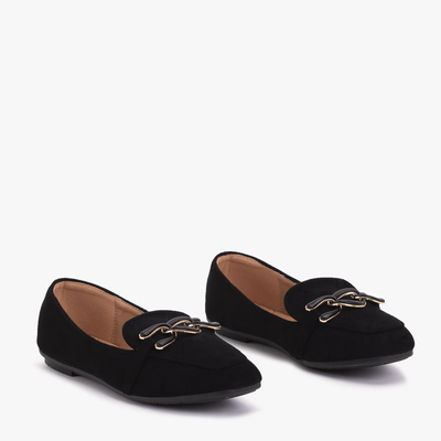 Women's Black Moccasins with Olly Decoration - Footwear